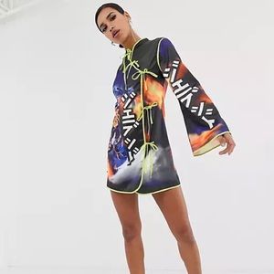 NWT Unique Jaded London Tokyo Anime Wrap Over Satin Mini Dress Size 4